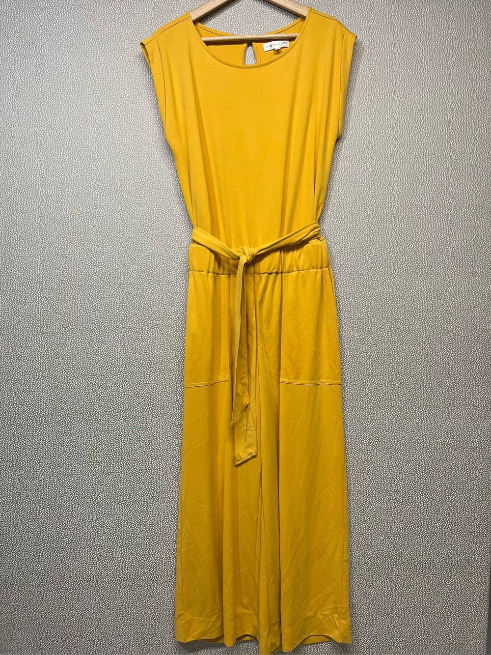 🆕 S Lou & Grey for Loft Mustard Belted Sleeveless Jumpsuit Romper NWT